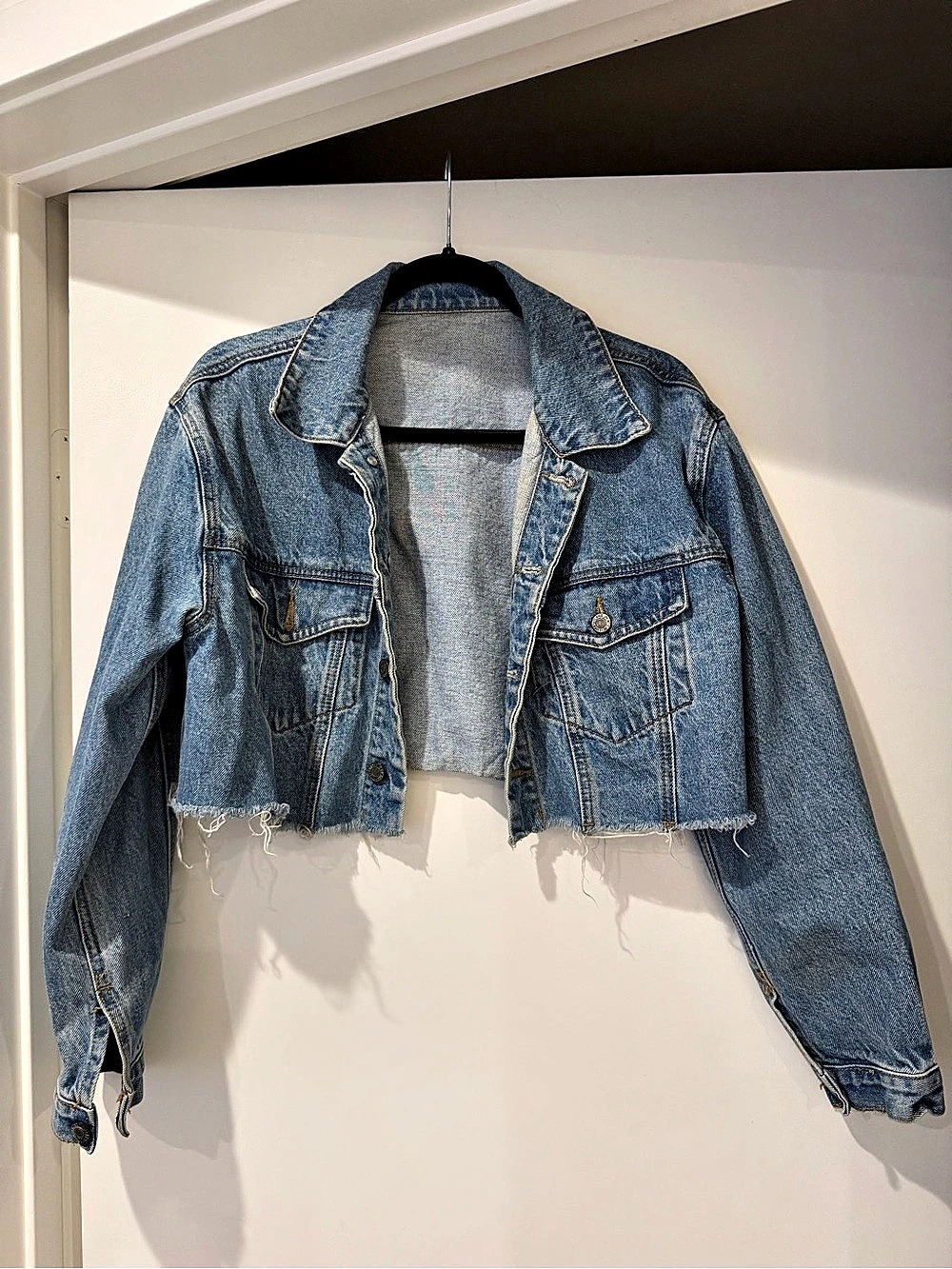 Blue Cropped Denim Jacket